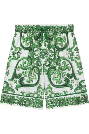 Dolce & Gabbana Majolica-print silk drawstring shorts