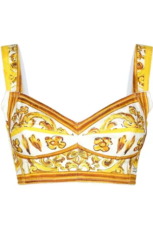 Dolce & Gabbana Majolica-print cotton crop top