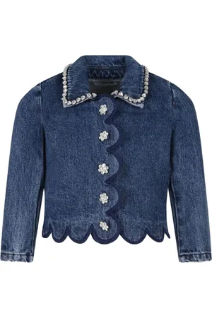 Self-Portrait Crystal-embellished denim shirt