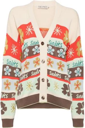SIEDRES Amber intarsia-knit cotton cardigan