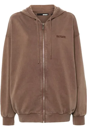 ROTATE Logo-embroidered zipped hoodie