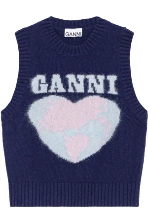Ganni Heart-intarsia tank top