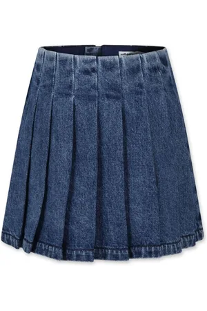 Self-Portrait Pleated denim skirt