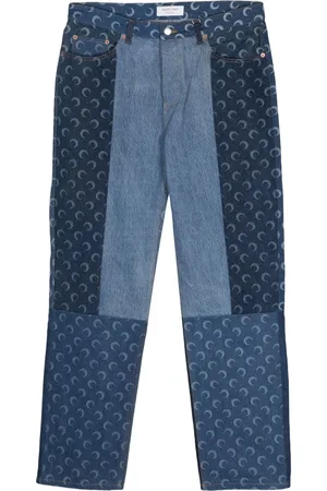 Marine Serre Moonogram-pattern straight-leg jeans