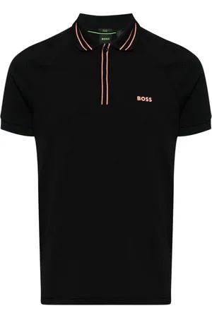 HUGO BOSS Logo-print striped-trim polo shirt