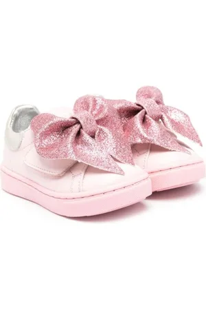MONNALISA Bow-detail leather sneakers