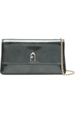 Furla Diamante patent-finish clutch