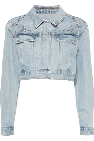 Self-Portrait Crystal-embellished denim jacket