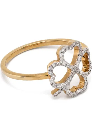 YVONNE LÉON 18kt yellow Bague Fil Trèfle diamonds ring