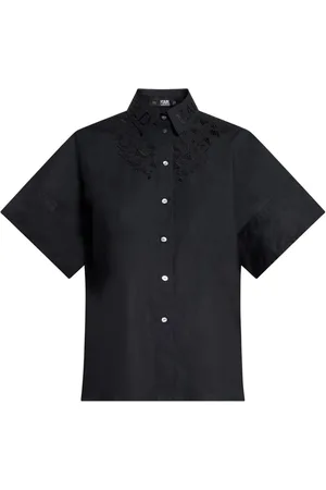 Karl Lagerfeld Embroidered short-sleeve organic cotton shirt