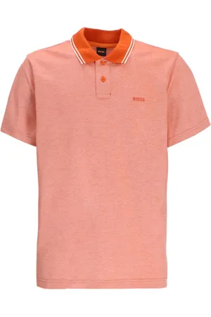 HUGO BOSS Logo-print mélange-effect polo shirt