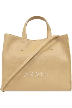Marni Logo-embroidered leather tote bag