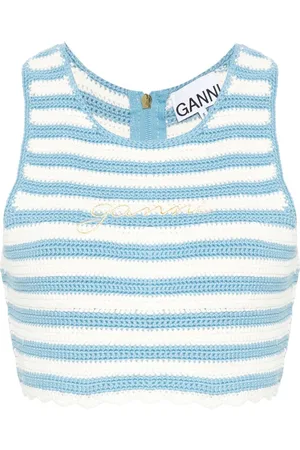 Ganni Striped organic cotton tank top
