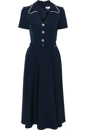 NISSA V-neck belted midi dress