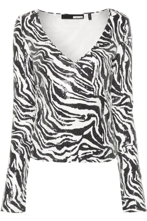 ROTATE Zebra-print sequinned top