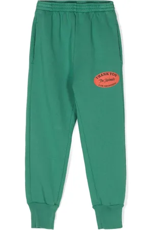 The Animals Observatory Text-print cotton track pants