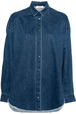 Sandro Crystal-embellished denim shirt