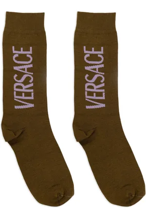 VERSACE Intarsia knit-logo socks