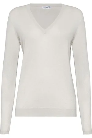 Brunello Cucinelli Cashmere-blend V-neck jumper