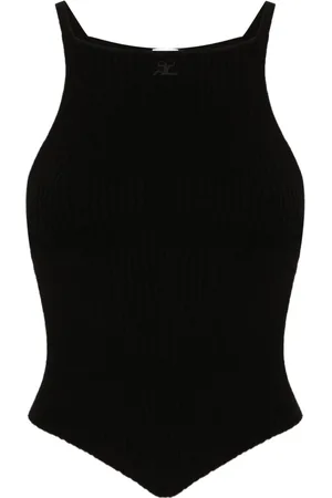 Courrèges Logo-embroidered ribbed tank top