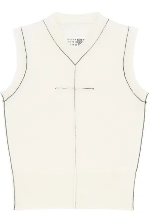 Maison Margiela Stitch-detail wool-knit vest top
