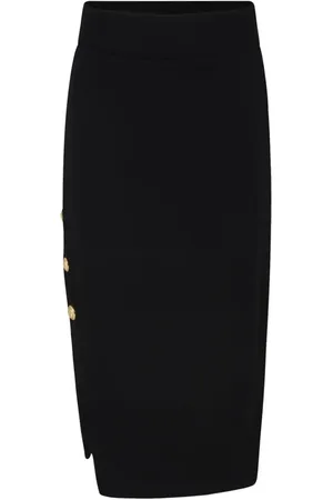 Balmain Side-slit cotton maxi skirt