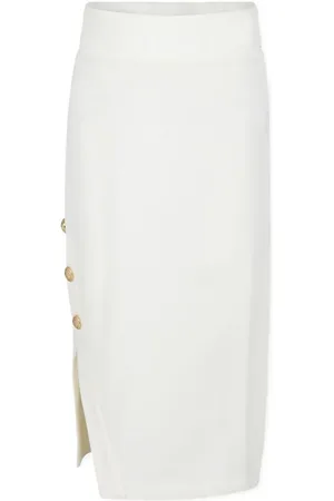 Balmain Side-slit cotton maxi skirt