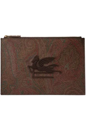 Etro Logo embroidered clutch bag