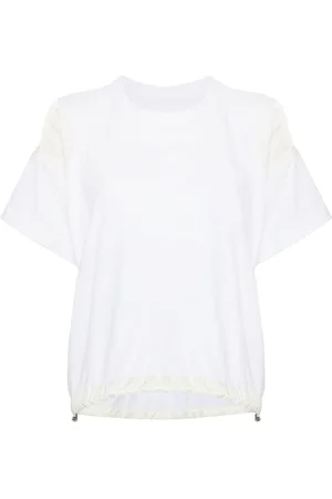 SACAI Panelled drawstring-hem T-shirt