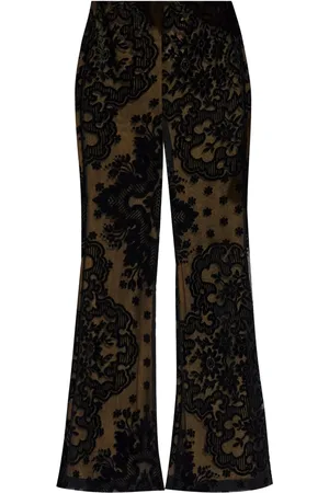Etro Embroidered floral flare trousers