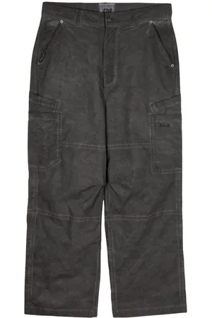 Izzue Faded-effect straight-leg cargo trousers