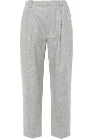 Brunello Cucinelli Mélange pleated tapered trousers