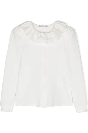 MONNALISA Rhinestone-monogram cotton blouse
