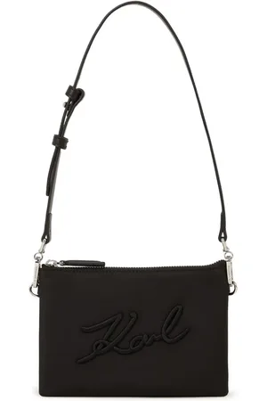 Karl Lagerfeld Signature logo-embroidered clutch bag