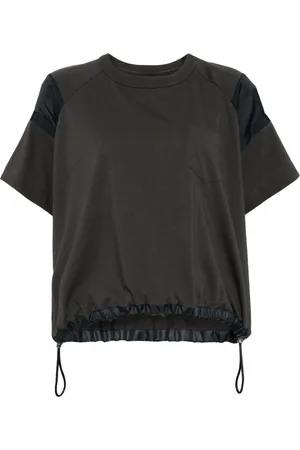 SACAI Panelled drawstring-hem T-shirt