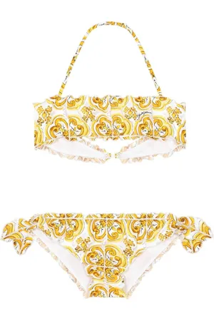 Dolce & Gabbana Majolica-print ruffled bikini set