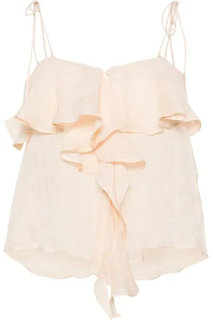 PNK Ruffle-trim linen blouse