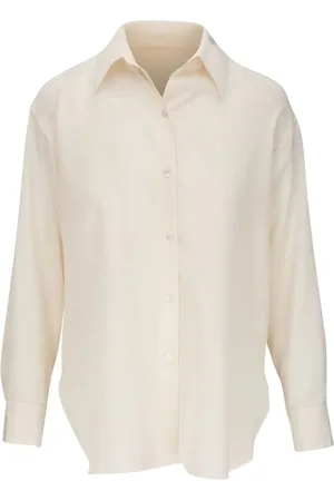 NILI LOTAN Spread-collar silk shirt