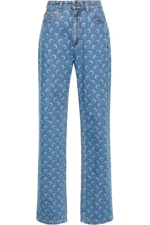 Marine Serre High-waisted straight-leg jeans