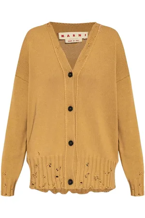 Marni Ripped-detailing cotton cardigan