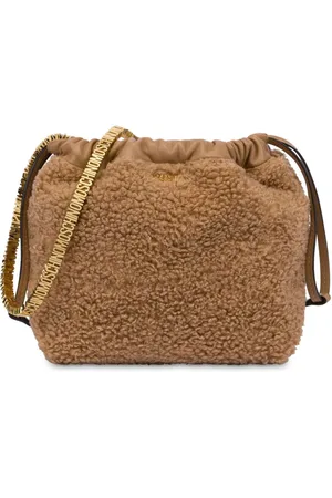 Moschino Logo-lettering faux-shearling shoulder bag