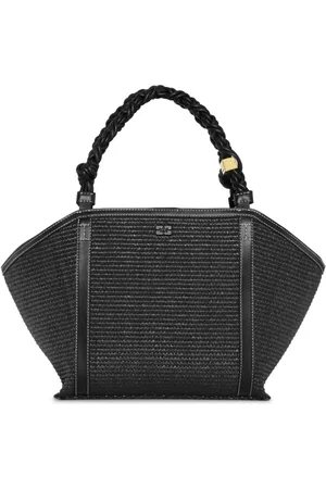 Ganni Woven braided-handle tote bag