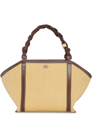 Ganni Woven braided-handle tote bag