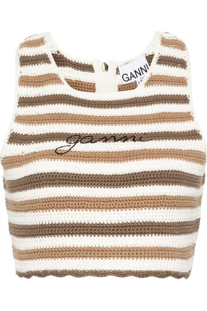 Ganni Striped organic cotton tank top