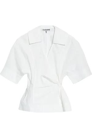 Ganni Wrapped organic cotton blouse