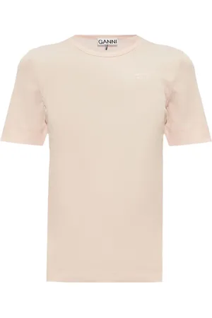 Ganni Logo-appliqu?? fine-ribbed T-shirt