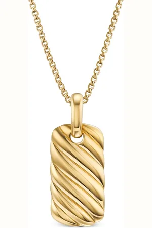 David Yurman 18kt yellow Petite Sculpted Cable tag (24mm)