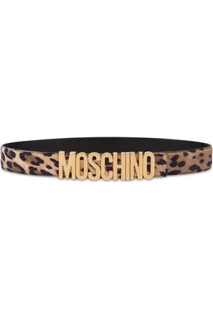 Moschino Logo-lettering leopard-print belt