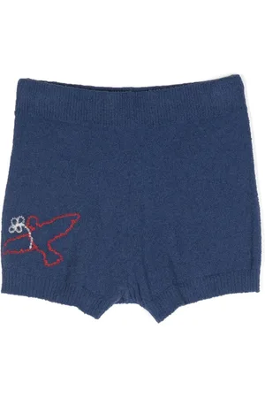 The Animals Observatory Embroidered terry-cloth shorts