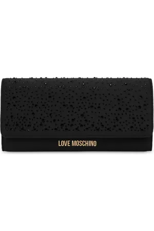 Moschino Logo-lettering chain-link clutch bag